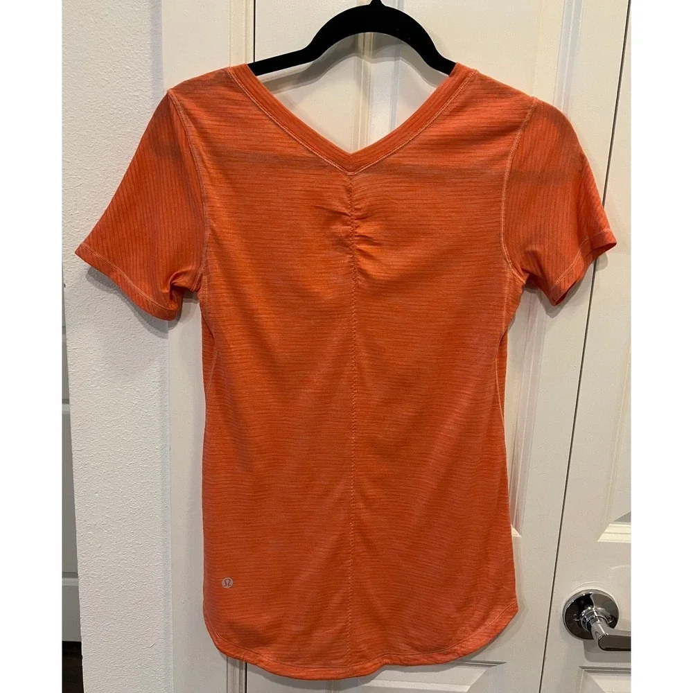 Lululemon Athletica Women Orange Space Dye Short Sleeve Tee Top (1199)